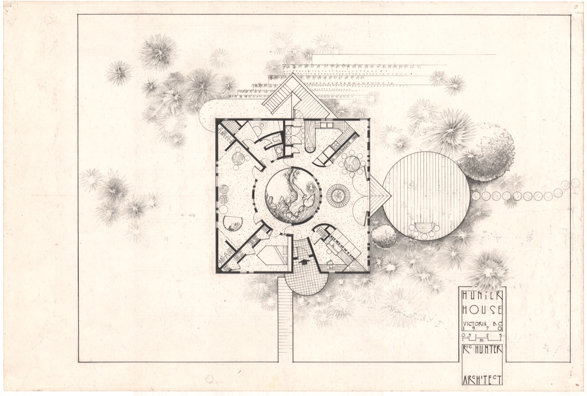 Ground plan, Scheme 1, of the original 1970 build of the Hunter Residence — Richard Hunter, 1970