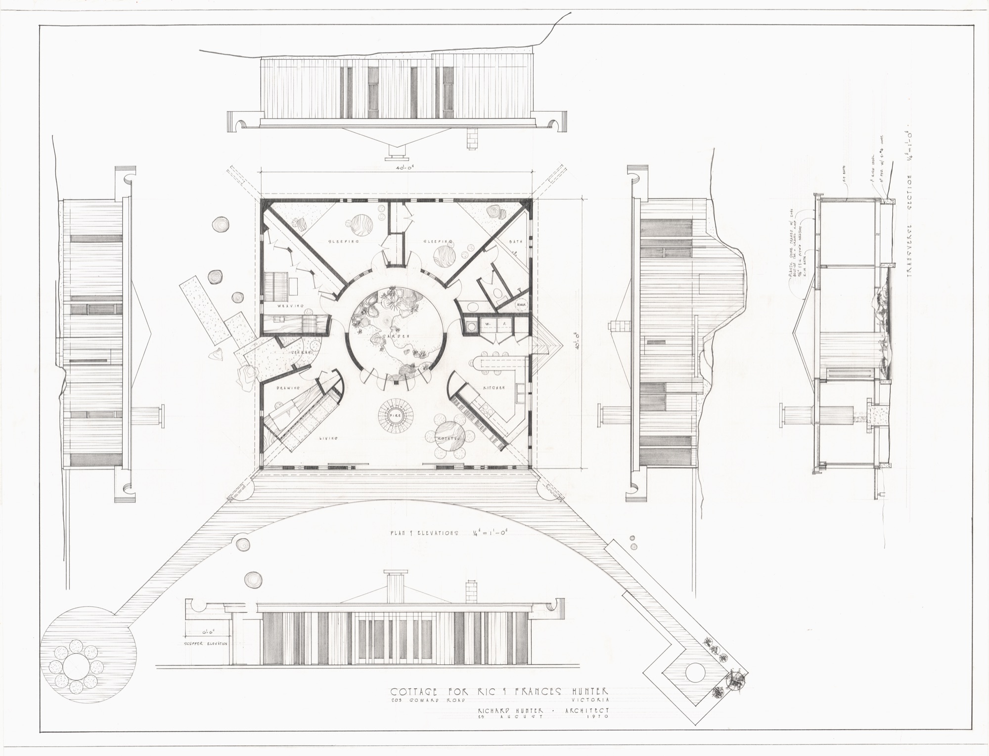 Cottage for Ric and Frances Hunter (HH-CAA-0008) — drawing, Canadian Architectural Archives