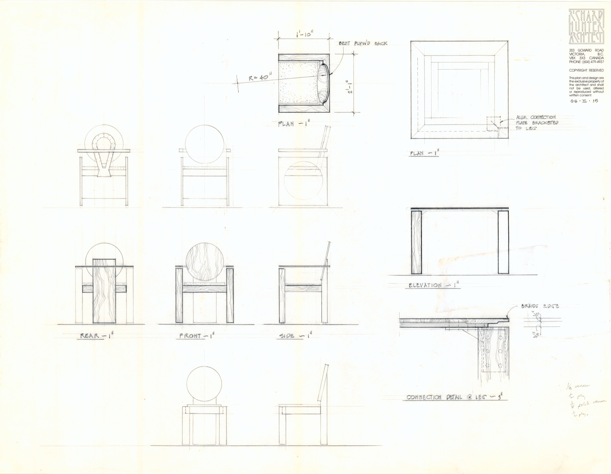 Owl Chairs and Table (HH-EGC-0003) — drawing, Eric Gesinger Collection