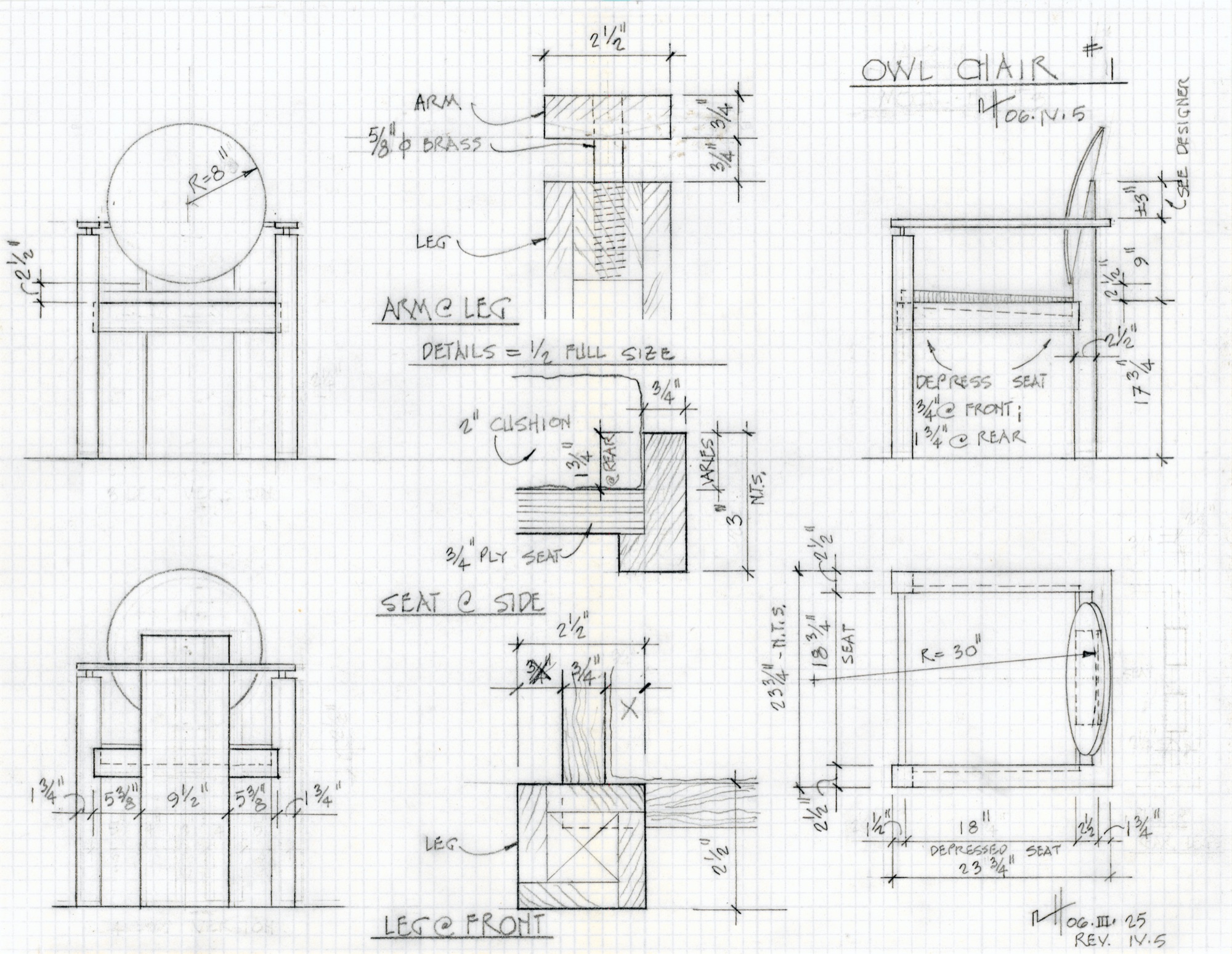 Owl Chair #1 (HH-EGC-0005) — drawing, Eric Gesinger Collection