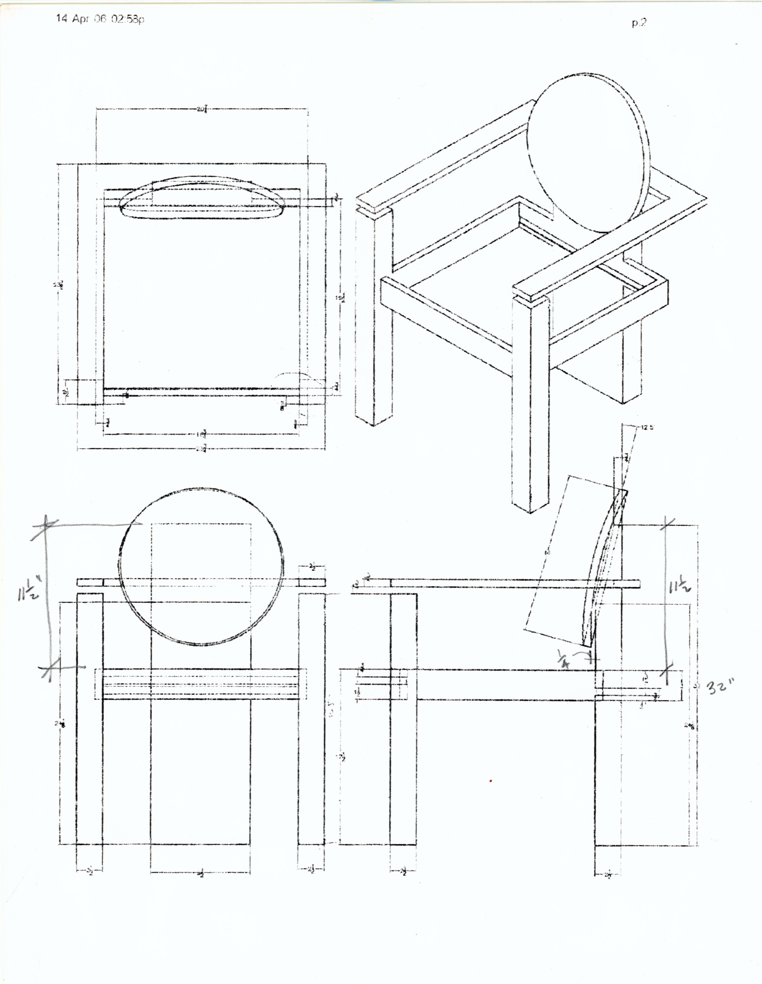 Owl Chair #1 (HH-EGC-0006) — drawing, Eric Gesinger Collection