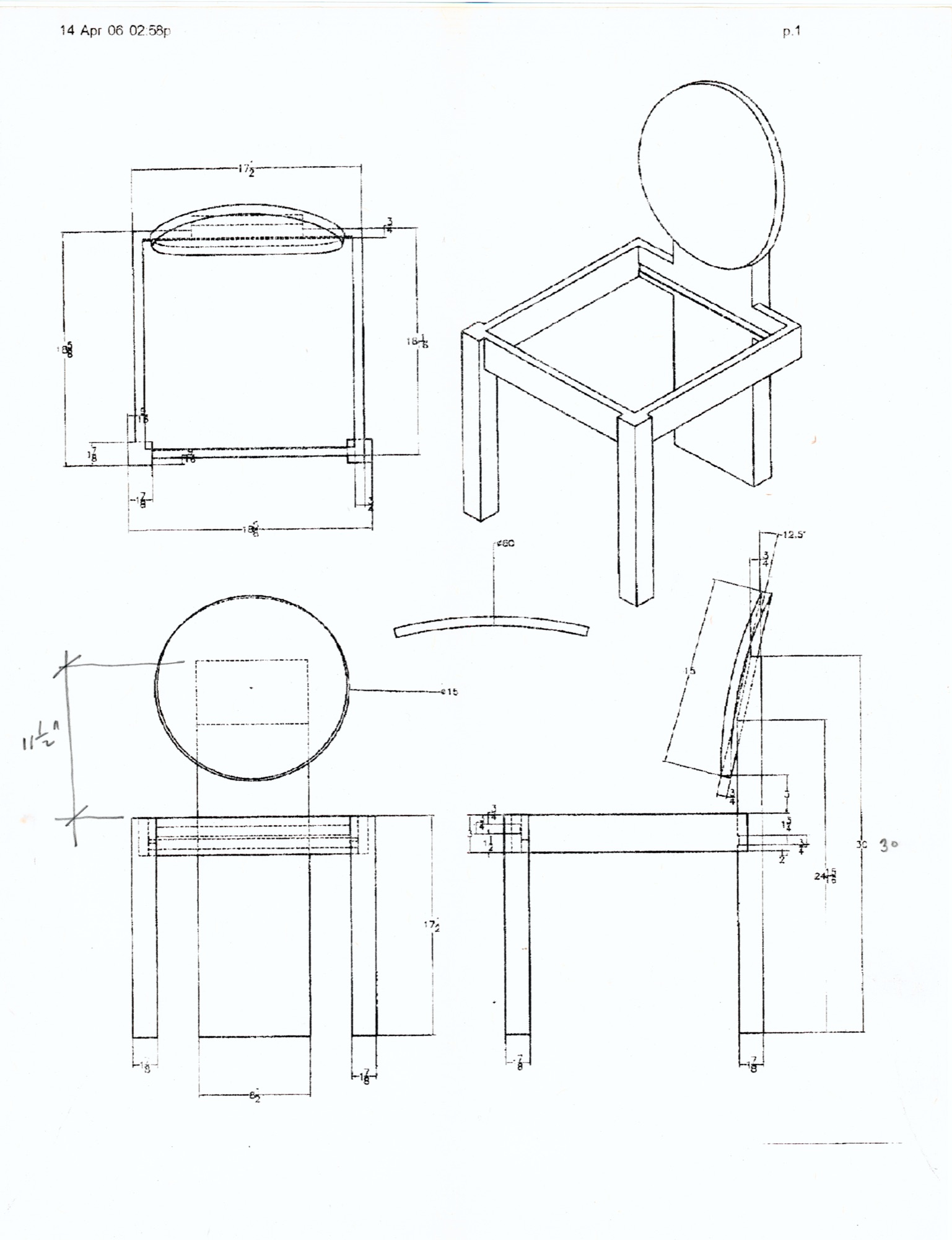 Owl Chair #2 (HH-EGC-0008) — drawing, Eric Gesinger Collection