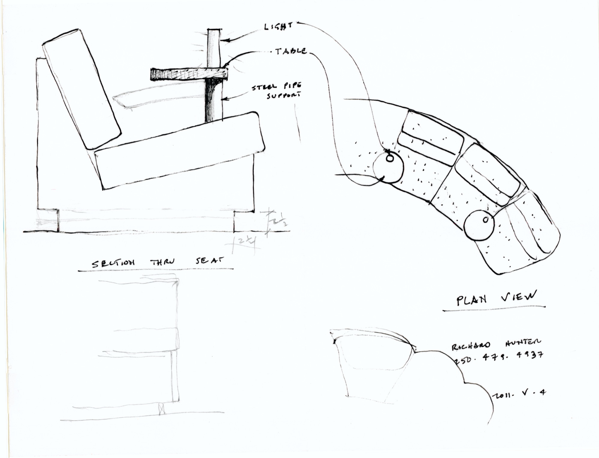 Living Room Double Seats (HH-EGC-0011) — drawing, Eric Gesinger Collection