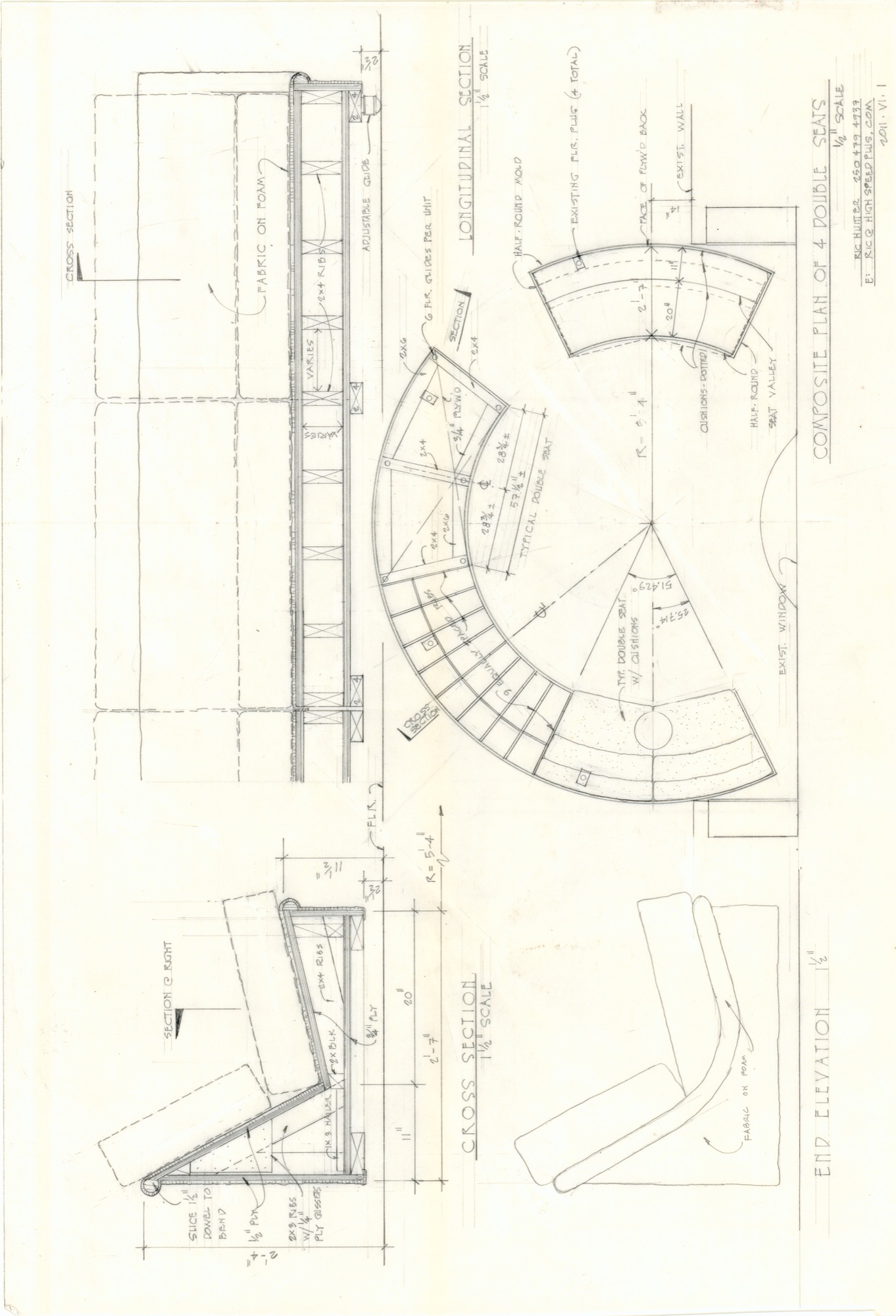 Living Room Double Seats (HH-EGC-0013) — drawing, Eric Gesinger Collection