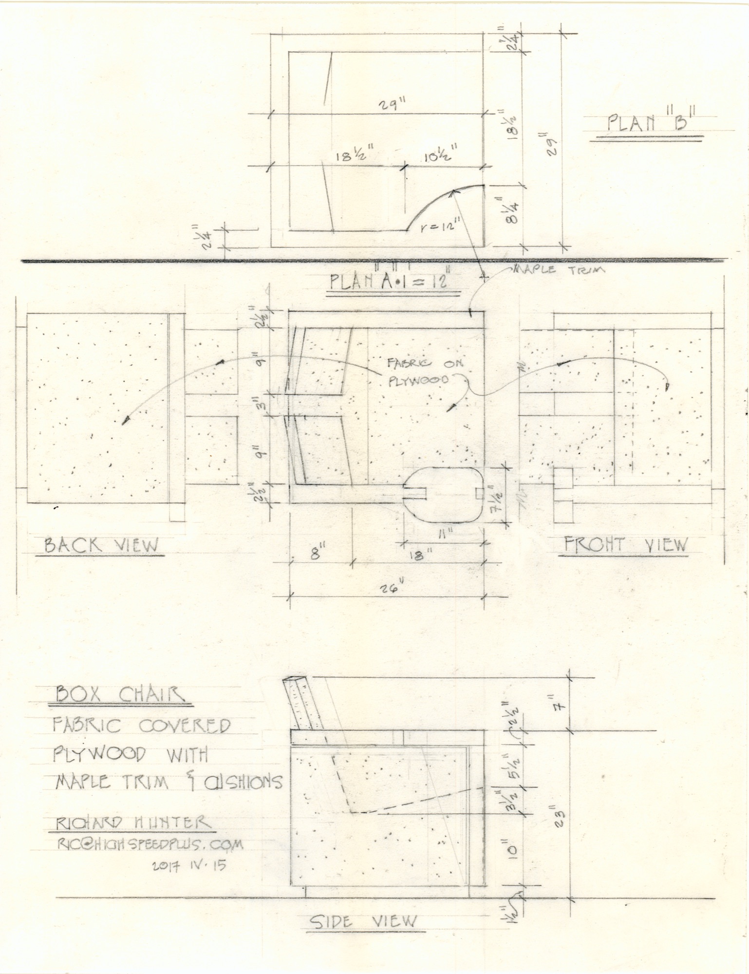 Box Chair (HH-EGC-0014) — drawing, Eric Gesinger Collection