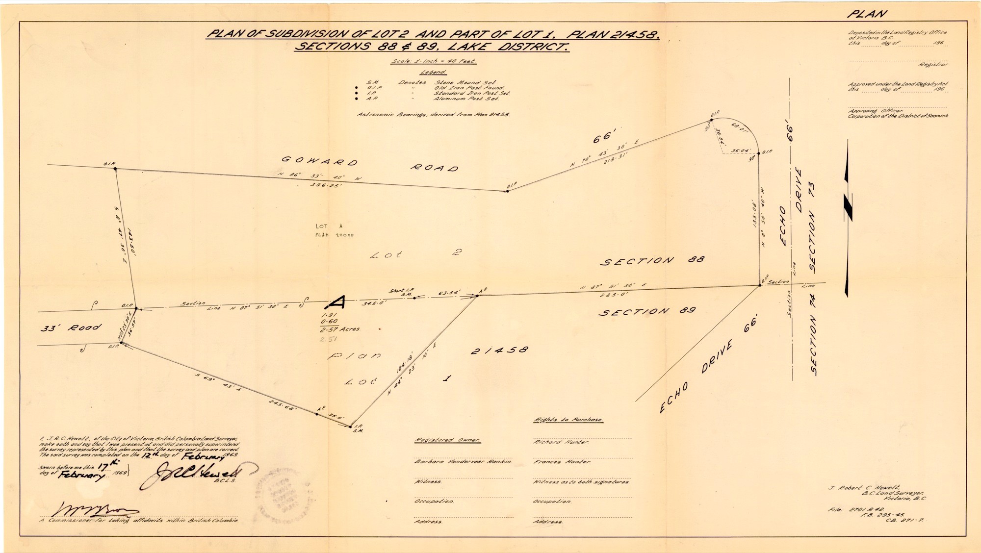 Land Survey, Full Site Survey for Original Subdivision of Barbara Rankin Property (HH-HHC-0001) — land survey, Hunter House Collection