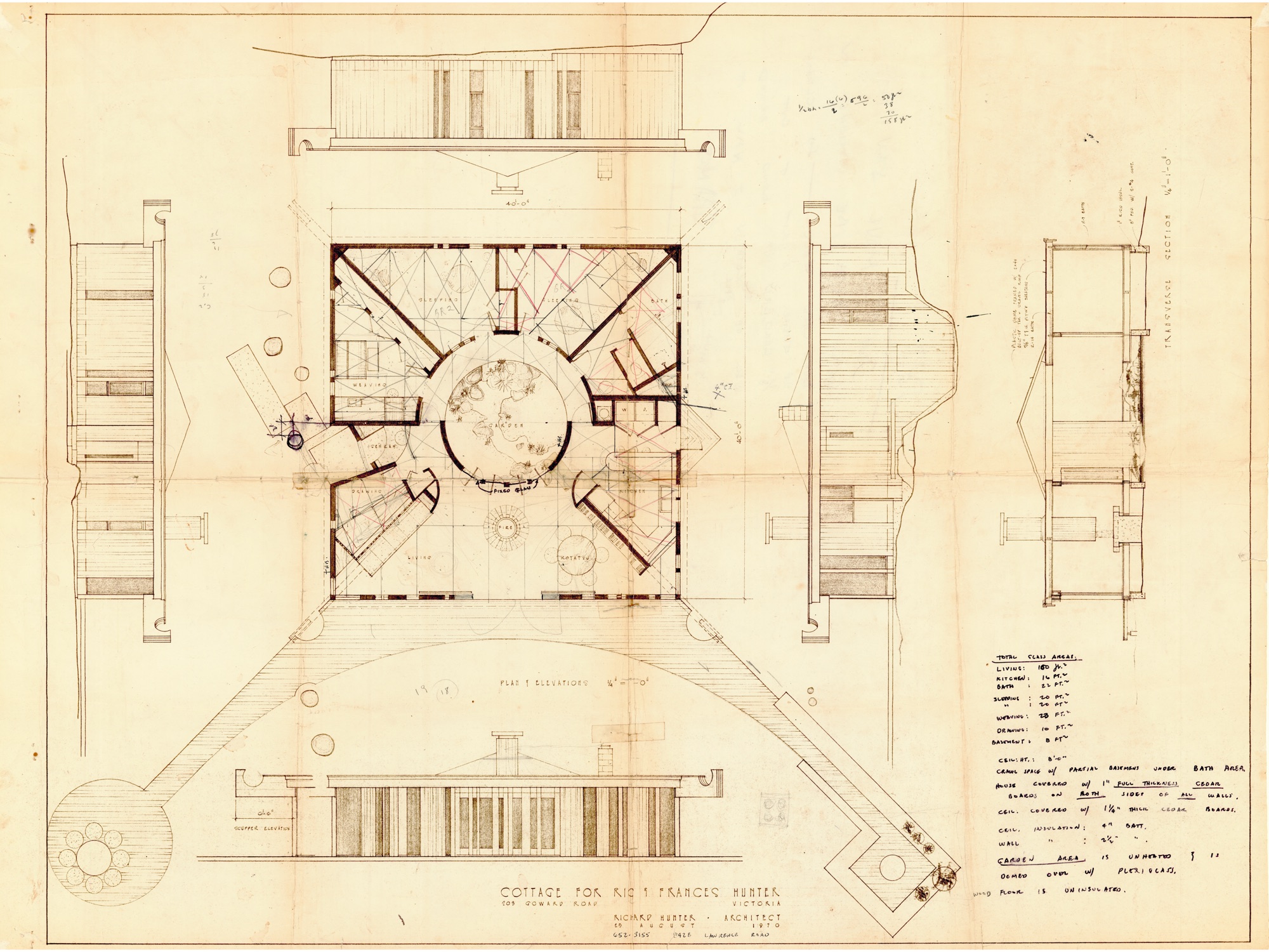 Cottage for Ric & Frances Hunter (HH-HHC-0003) — drawing, Hunter House Collection