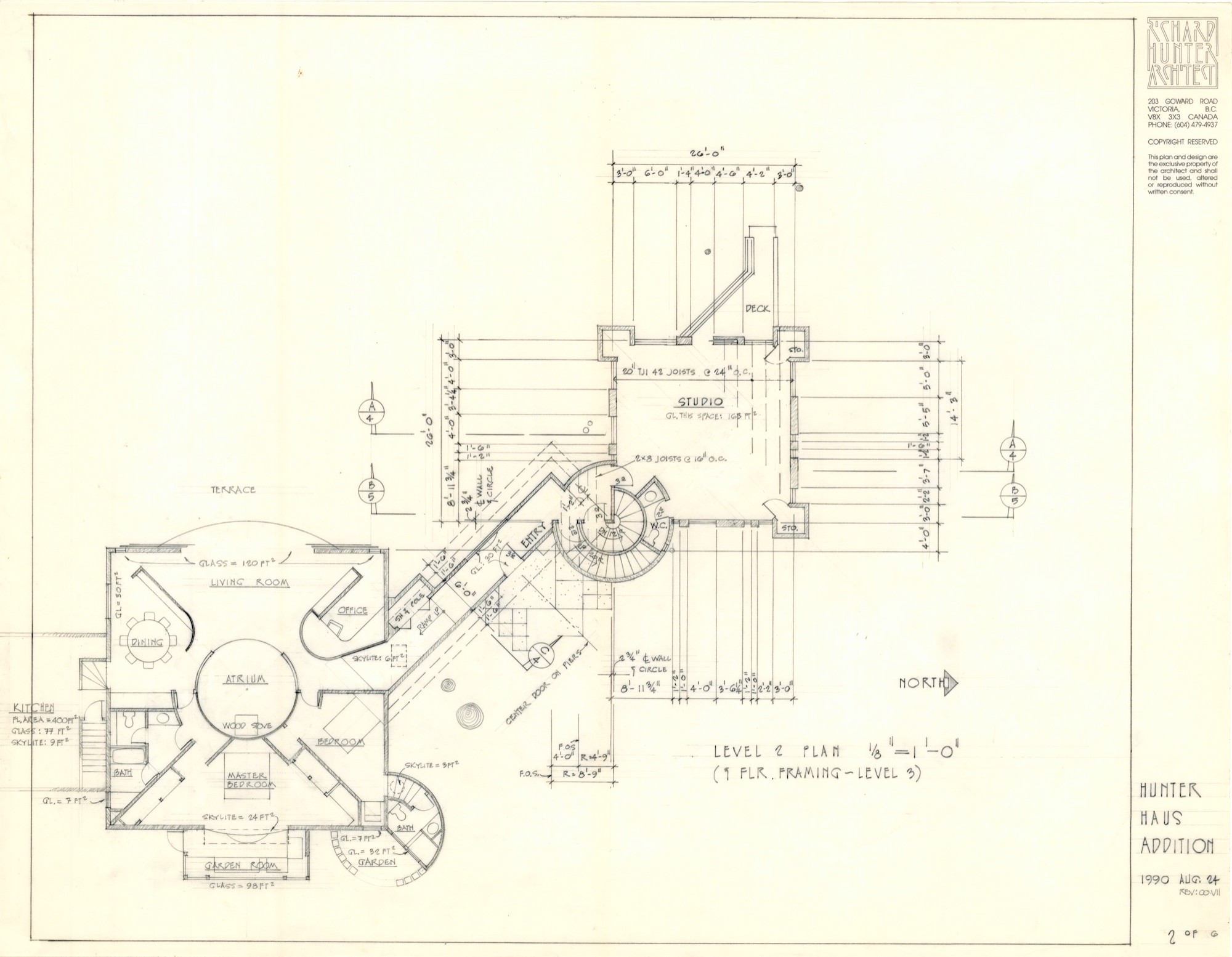 Hunter Haus Addition, Level 2 (HH-HHC-0011) — drawing, Hunter House Collection