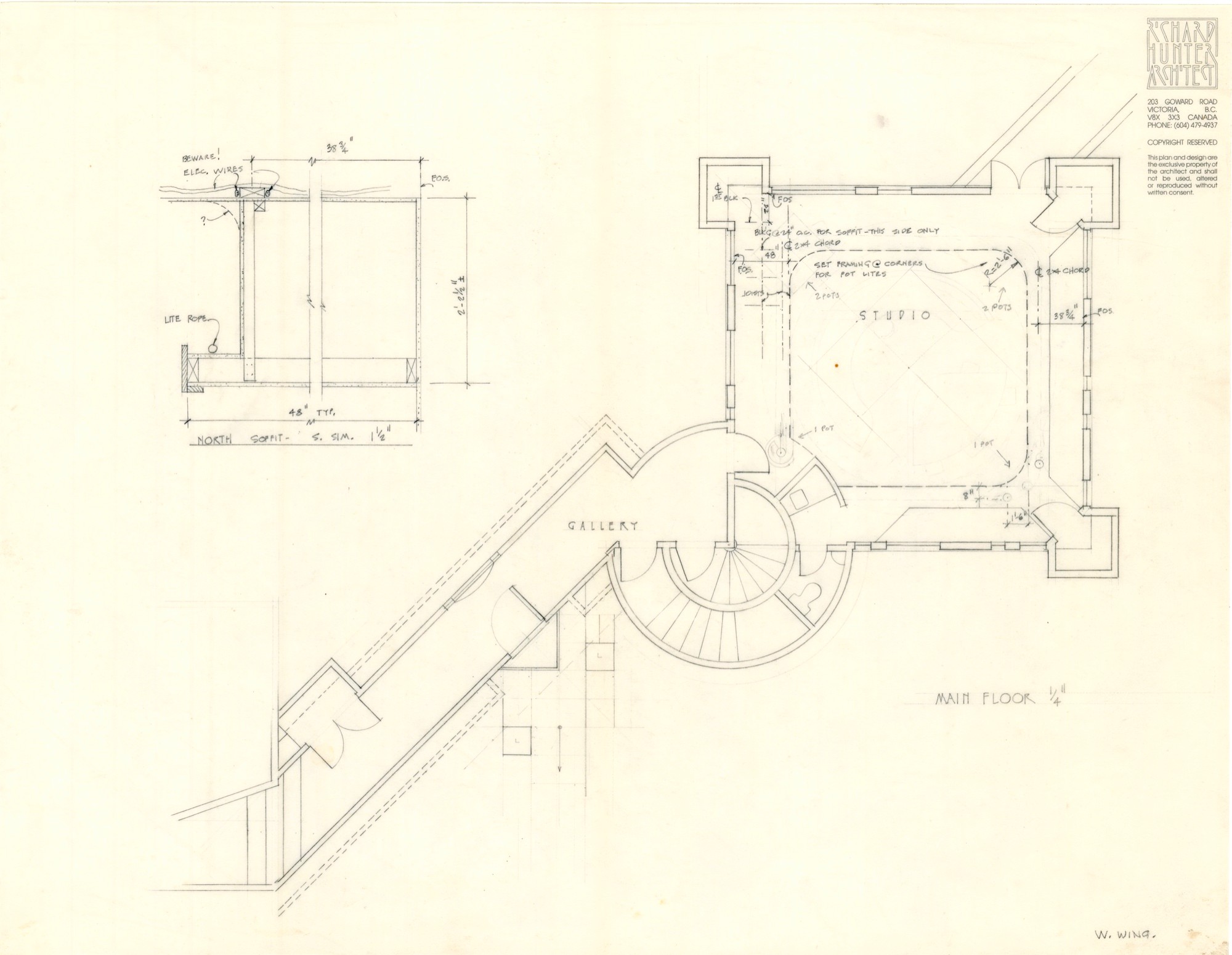 Hunter Haus Addition, West Wing (HH-HHC-0016) — drawing, Hunter House Collection