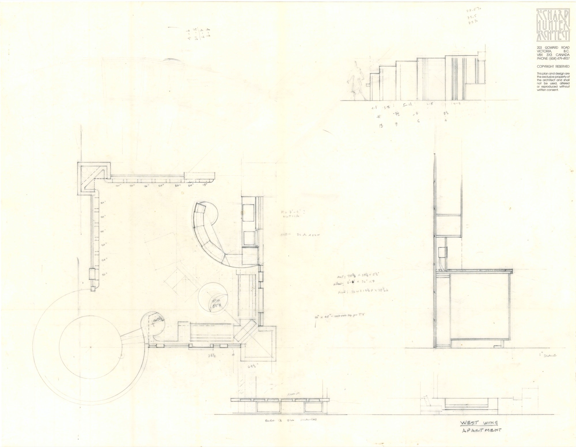 Hunter Haus Addition, West Wing Apartment (HH-HHC-0017) — drawing, Hunter House Collection