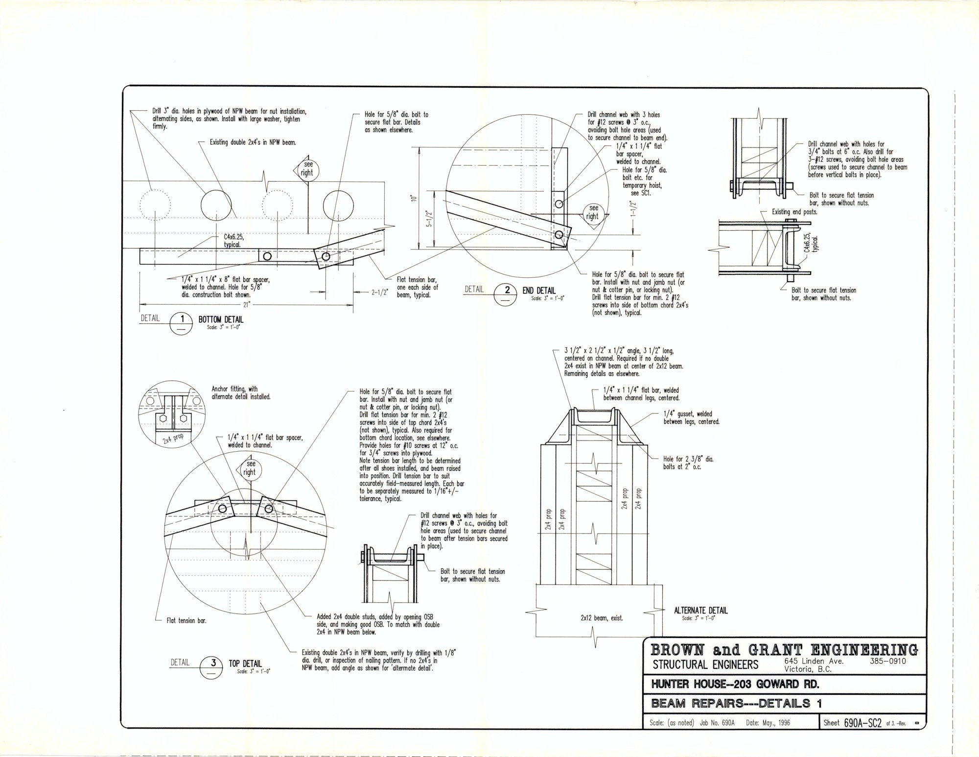 Engineering, Beam Repairs (HH-HHC-0023) — engineering document, Hunter House Collection