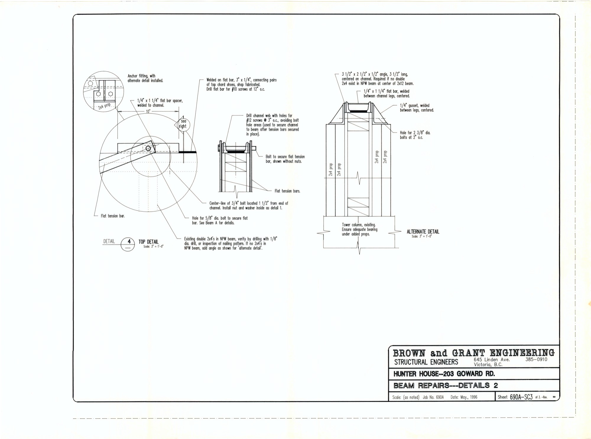 Engineering, Beam Repairs (HH-HHC-0024) — engineering document, Hunter House Collection