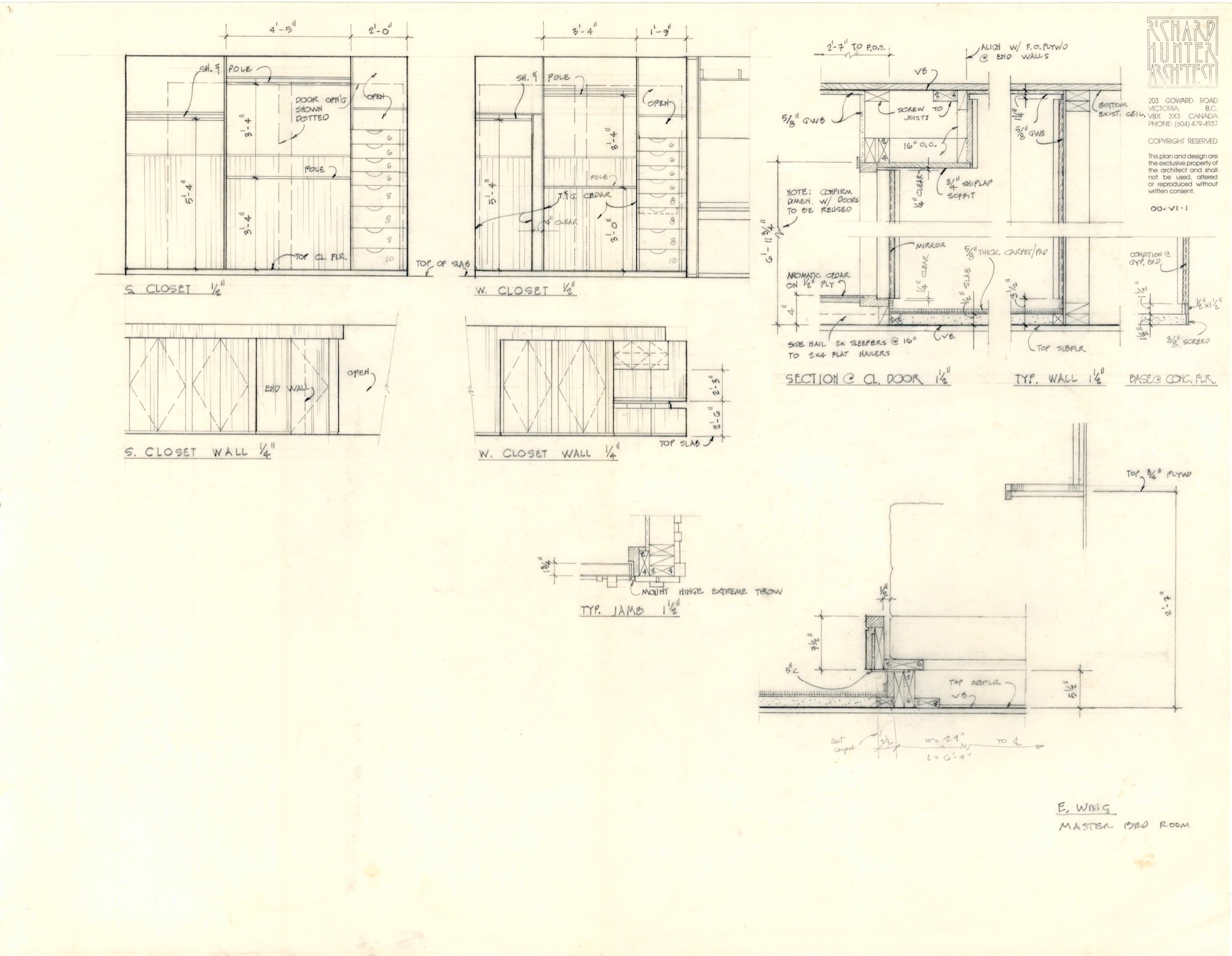 Bedroom 1 Closet (HH-HHC-0027) — drawing, Hunter House Collection