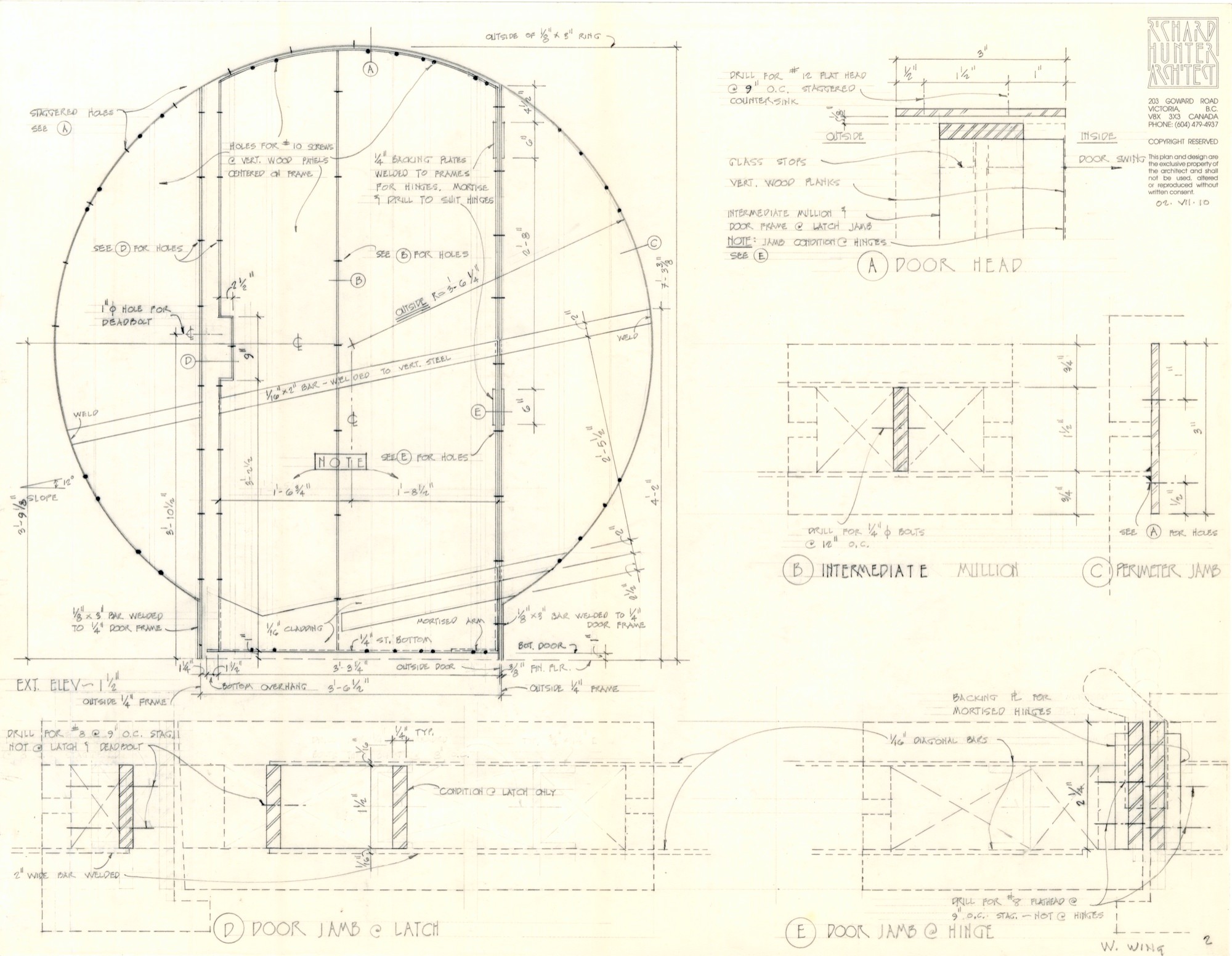 Entry Door (HH-HHC-0029) — drawing, Hunter House Collection