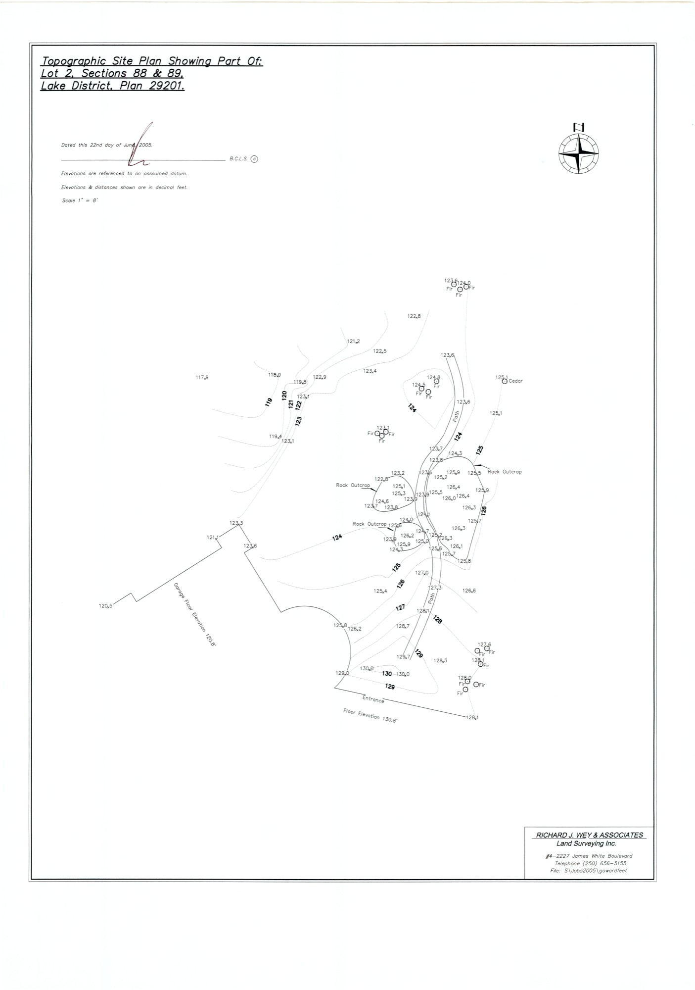 Land Survey, Entry Garden Walkway (HH-HHC-0034) — land survey, Hunter House Collection