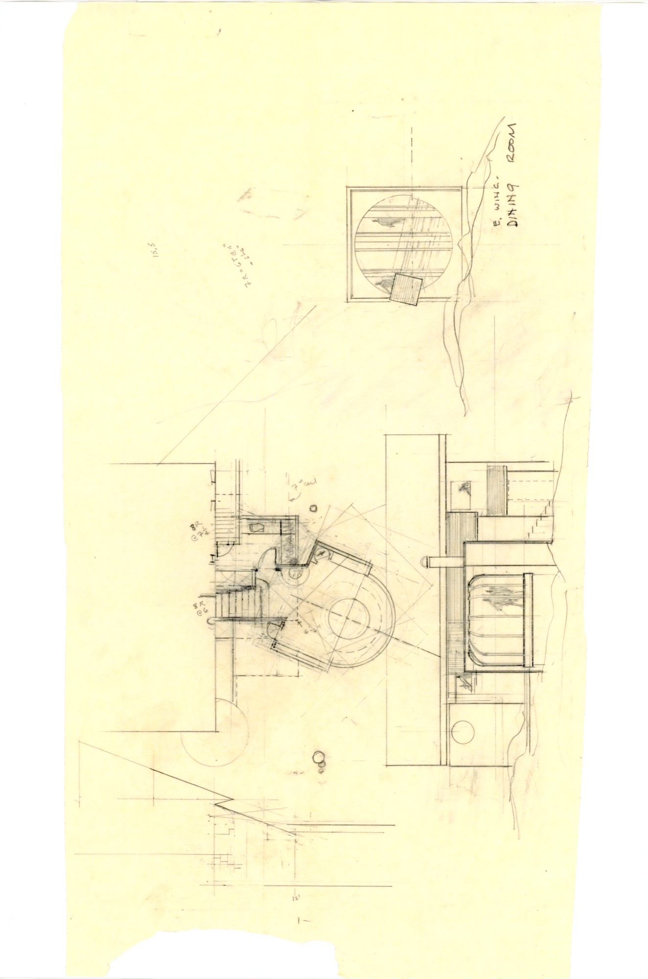 East Wing, Dining Room (HH-HHC-0042) — drawing, Hunter House Collection