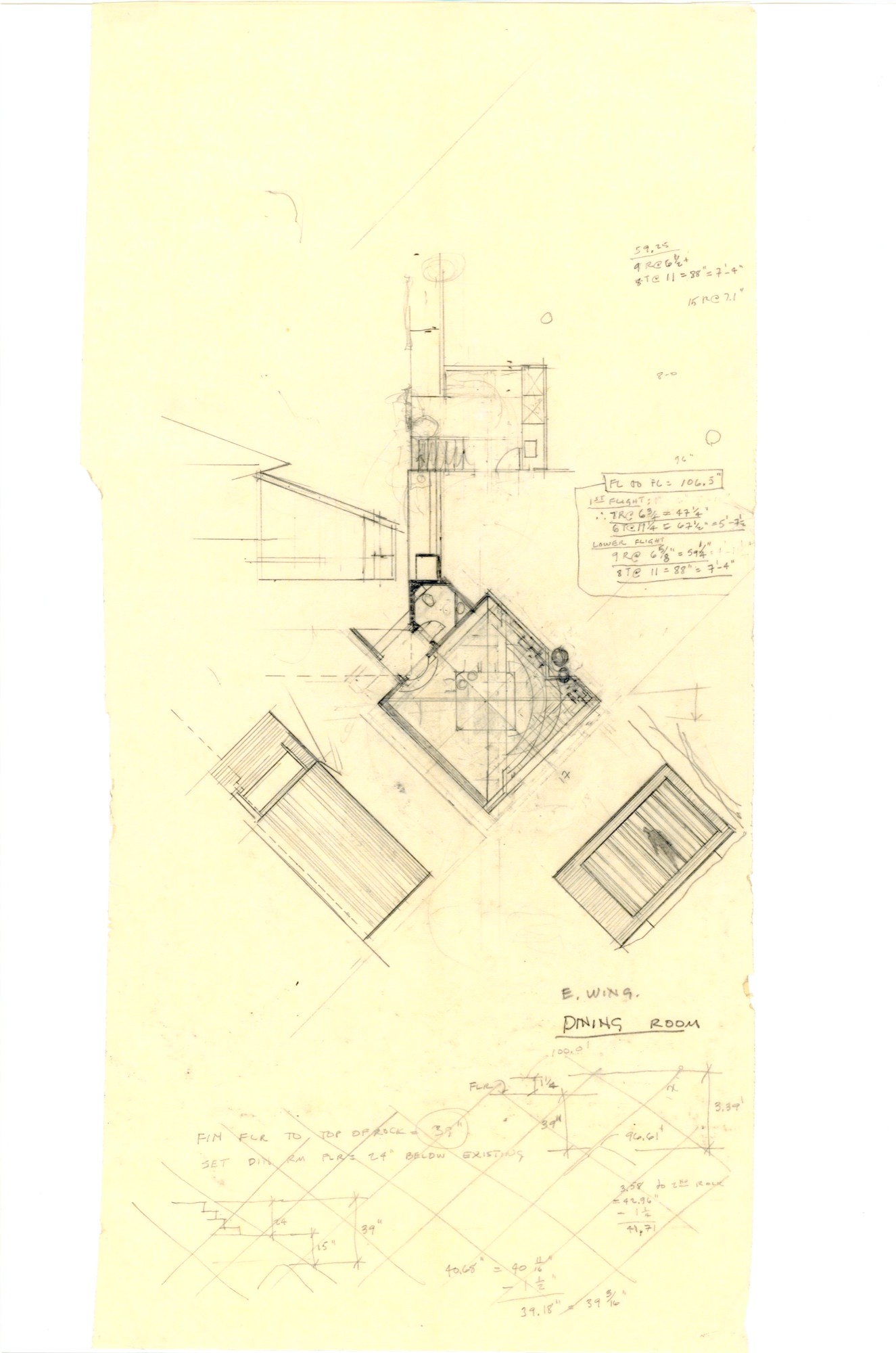 East Wing, Dining Room (HH-HHC-0044) — drawing, Hunter House Collection