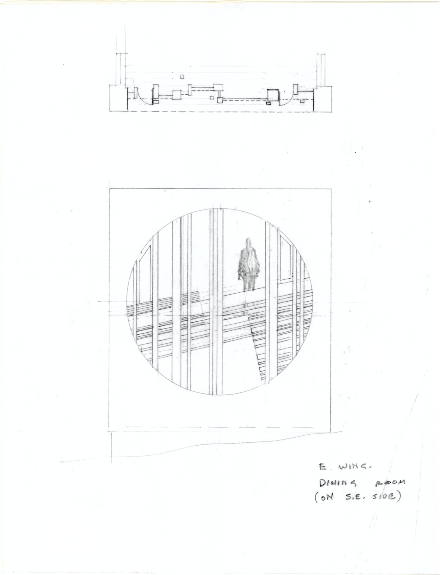 East Wing, Dining Room (on SE Side) (HH-HHC-0045) — drawing, Hunter House Collection