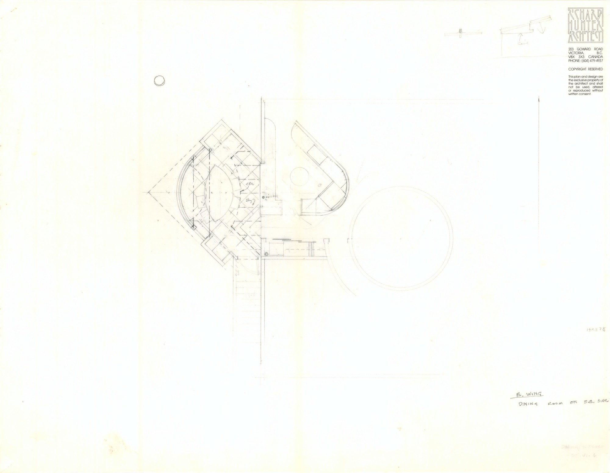 East Wing Dining Room on SE Side (HH-HHC-0047) — drawing, Hunter House Collection