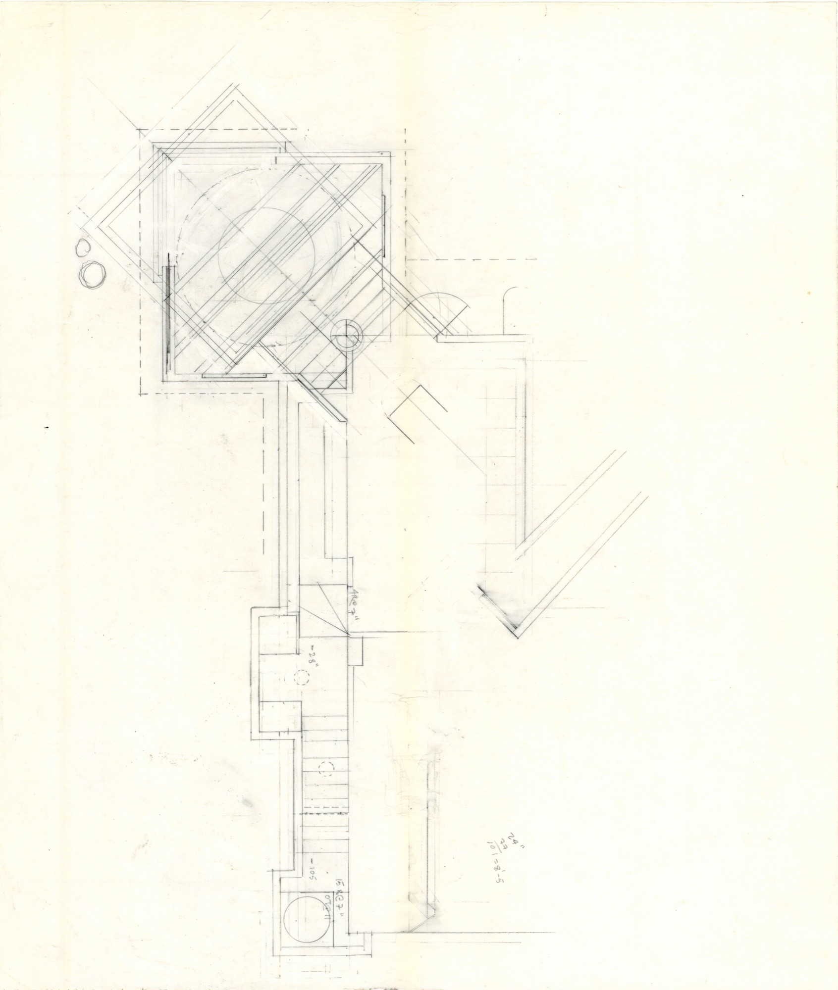 East Wing Dining Room (HH-HHC-0050) — drawing, Hunter House Collection