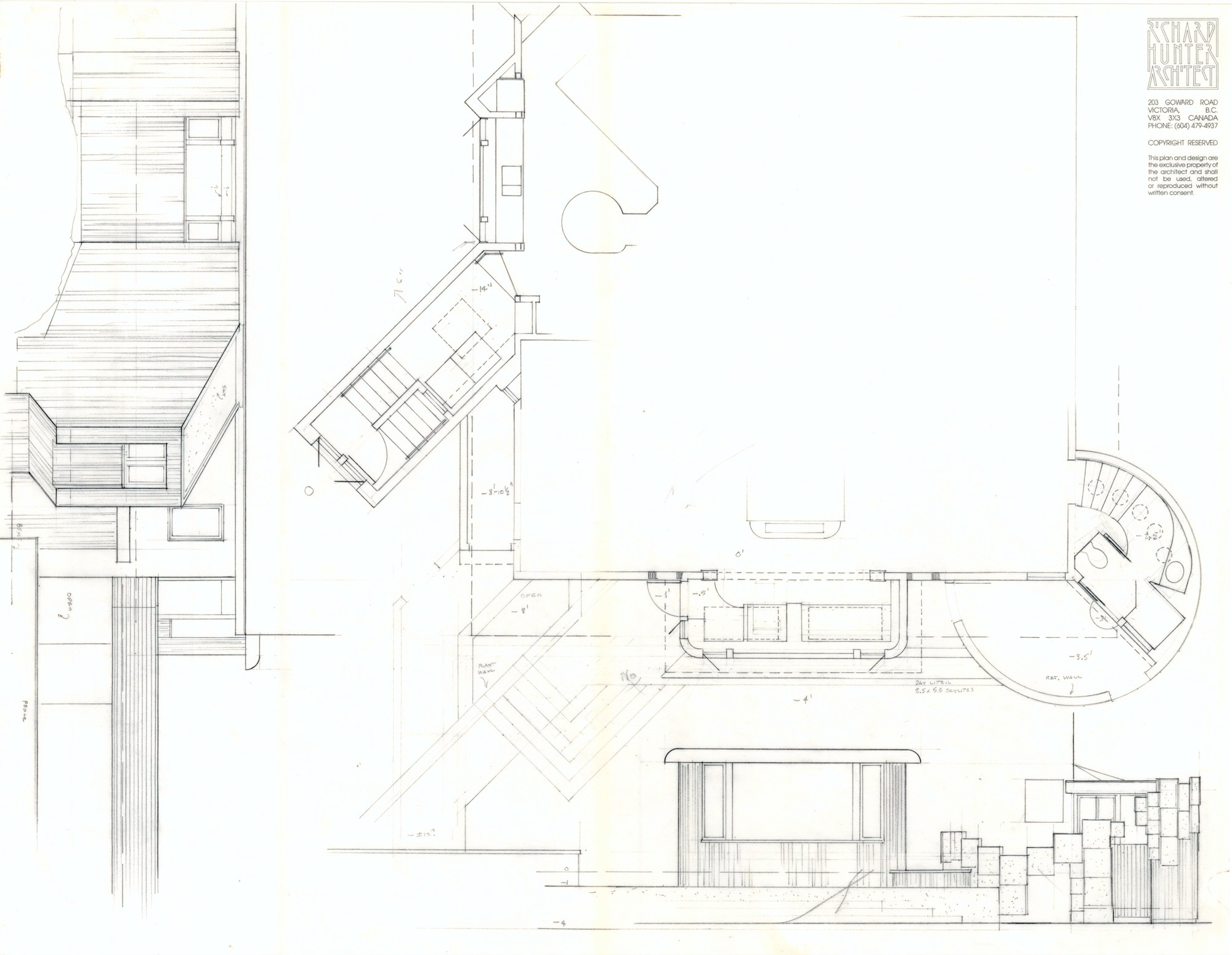 East Wing Sunroom, Skywalk, Bedroom 1 Bathroom (HH-HHC-0051) — drawing, Hunter House Collection