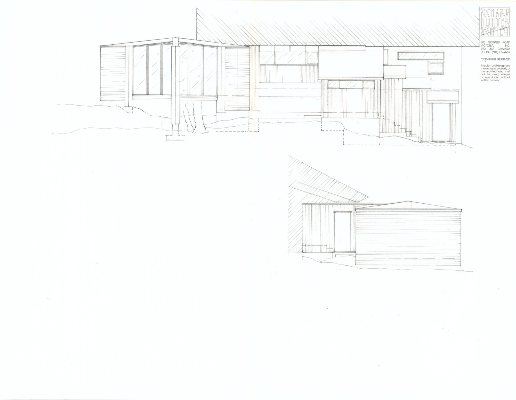 East Wing, SE Side Elevation (HH-HHC-0052) — drawing, Hunter House Collection