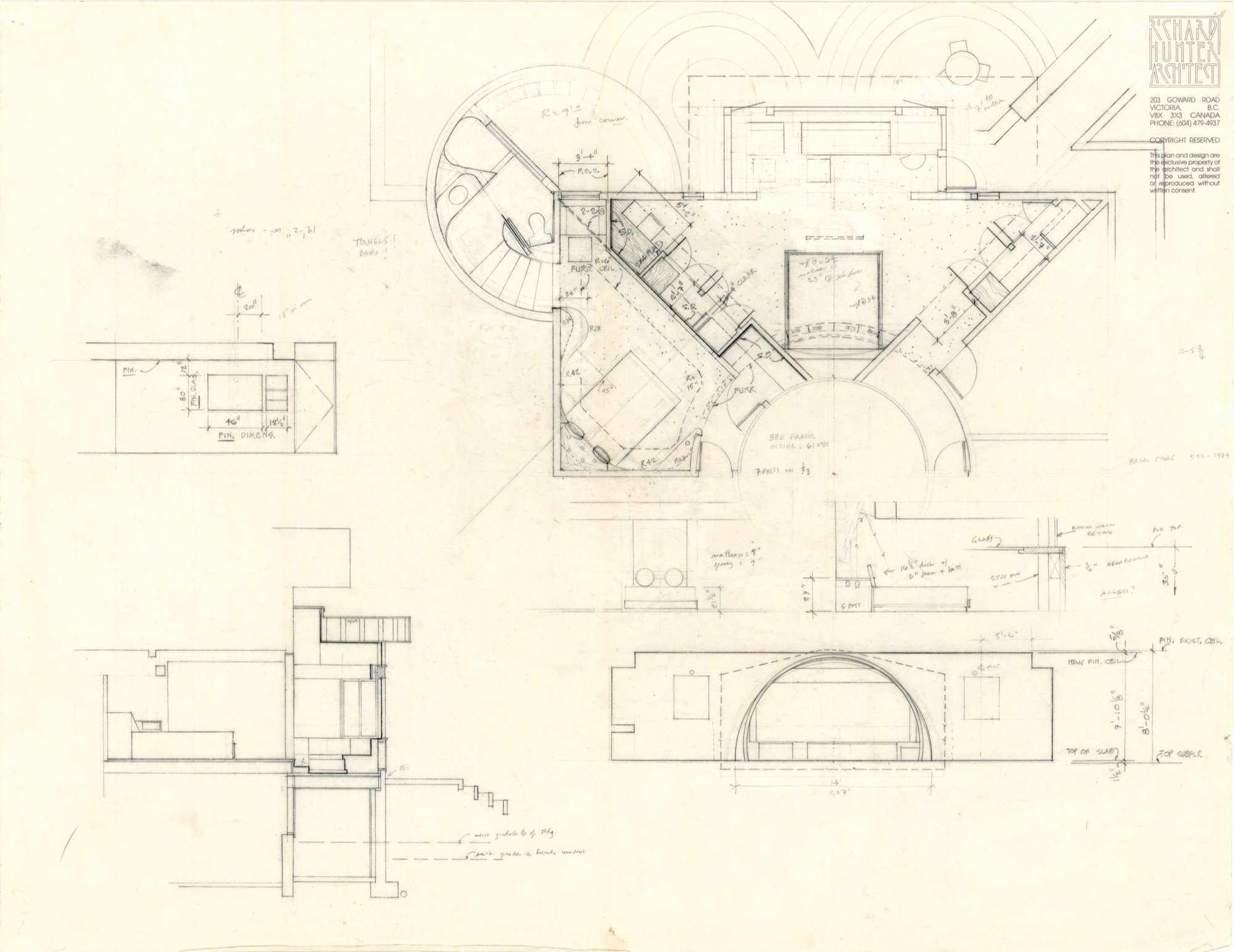 Sunroom, Skywalk, Bedroom 2 Bathroom (HH-HHC-0054) — drawing, Hunter House Collection