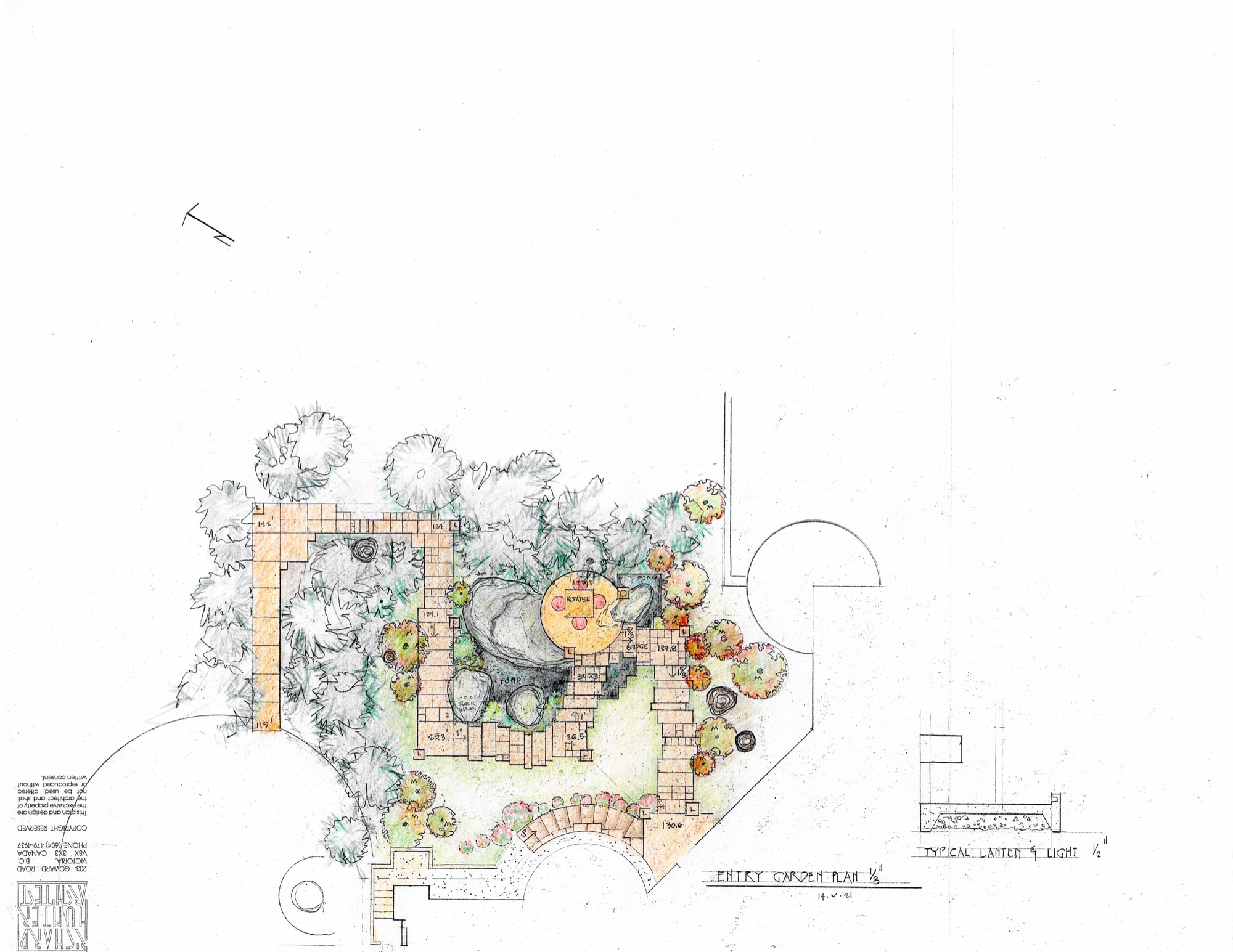 Entry Garden Plan, Colored (HH-HHC-0058) — drawing, Hunter House Collection