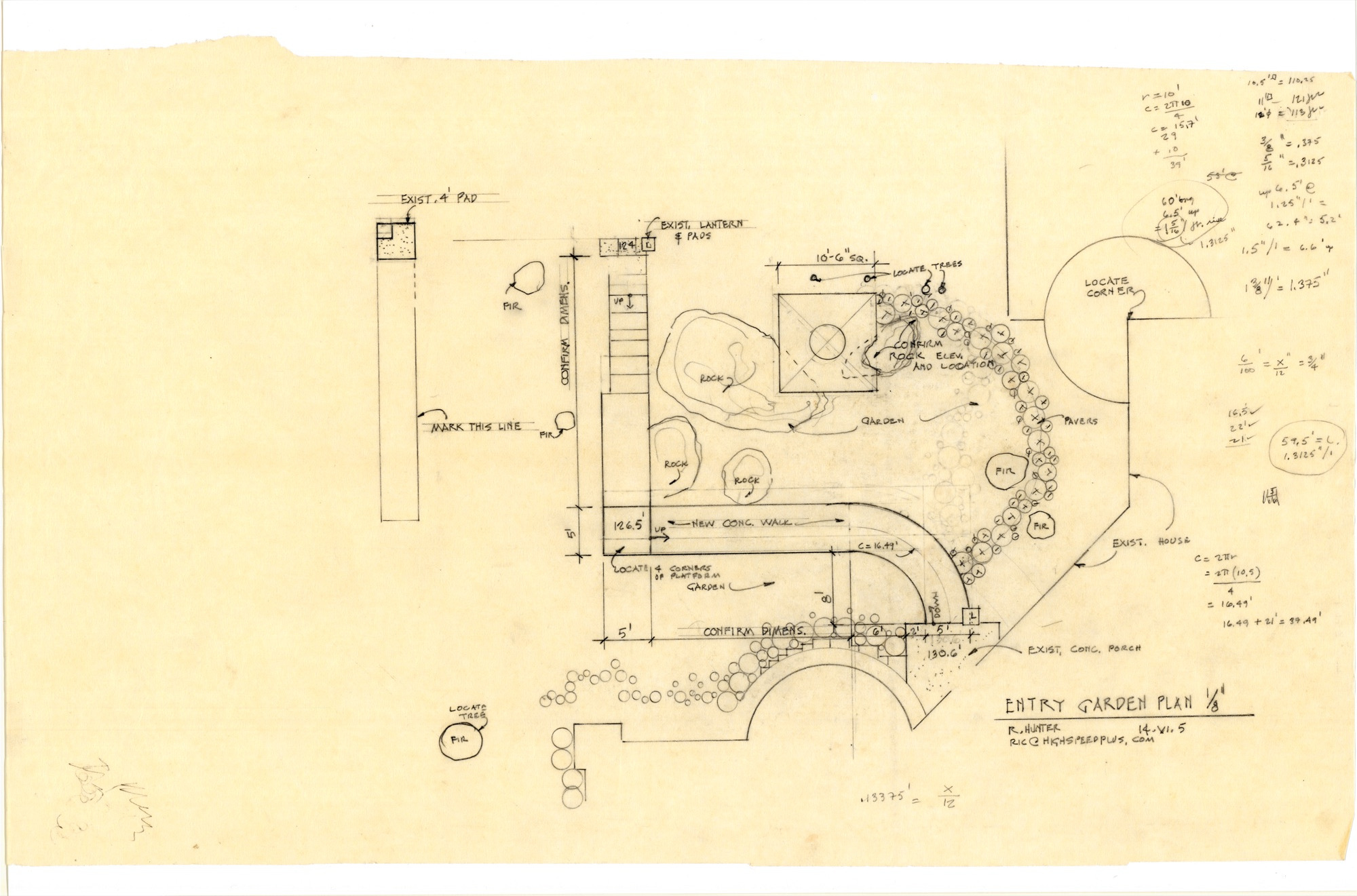 Entry Garden Plan (HH-HHC-0062) — drawing, Hunter House Collection