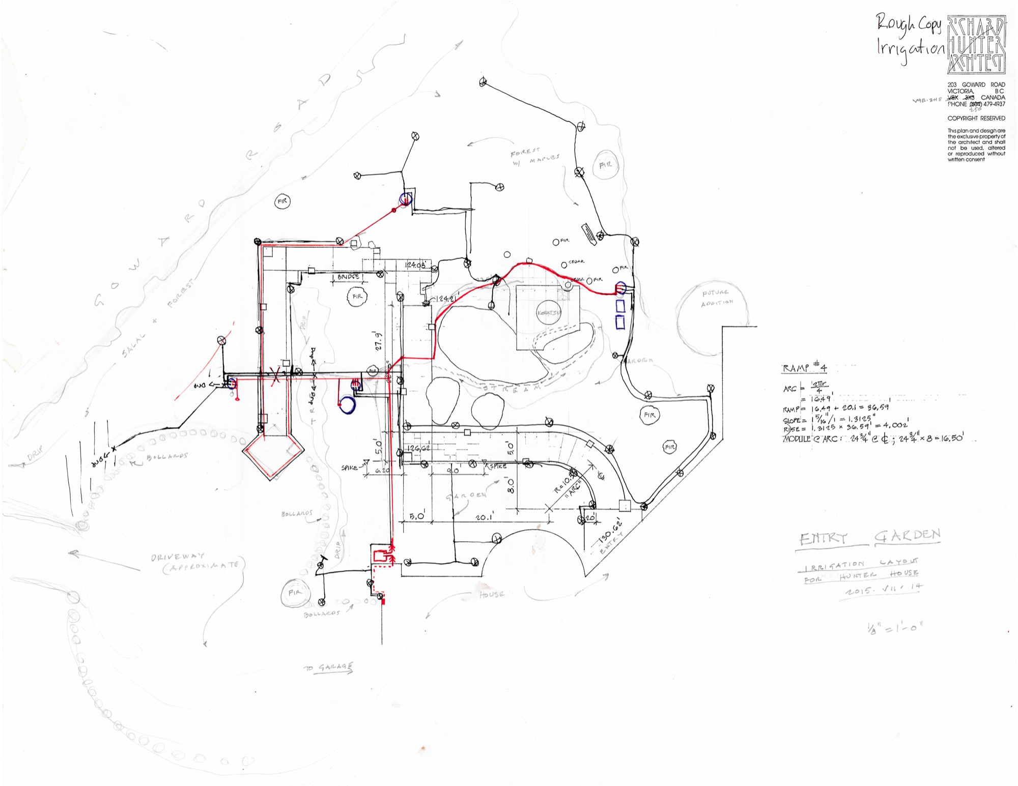Entry Garden Irrigation Plan (HH-HHC-0066) — drawing, Hunter House Collection