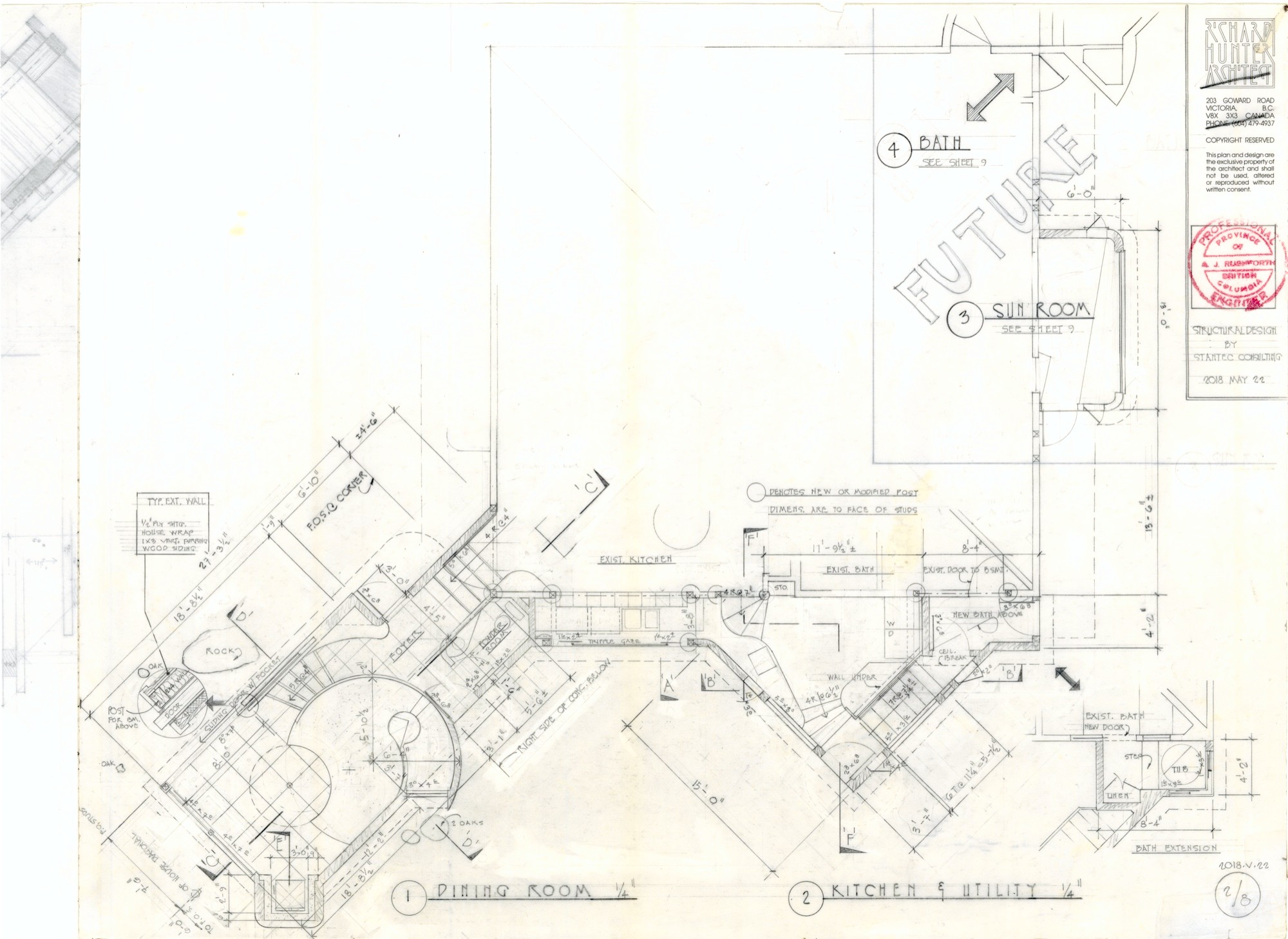 Dining Room, Kitchen and Utility (HH-HHC-0076) — drawing, Hunter House Collection