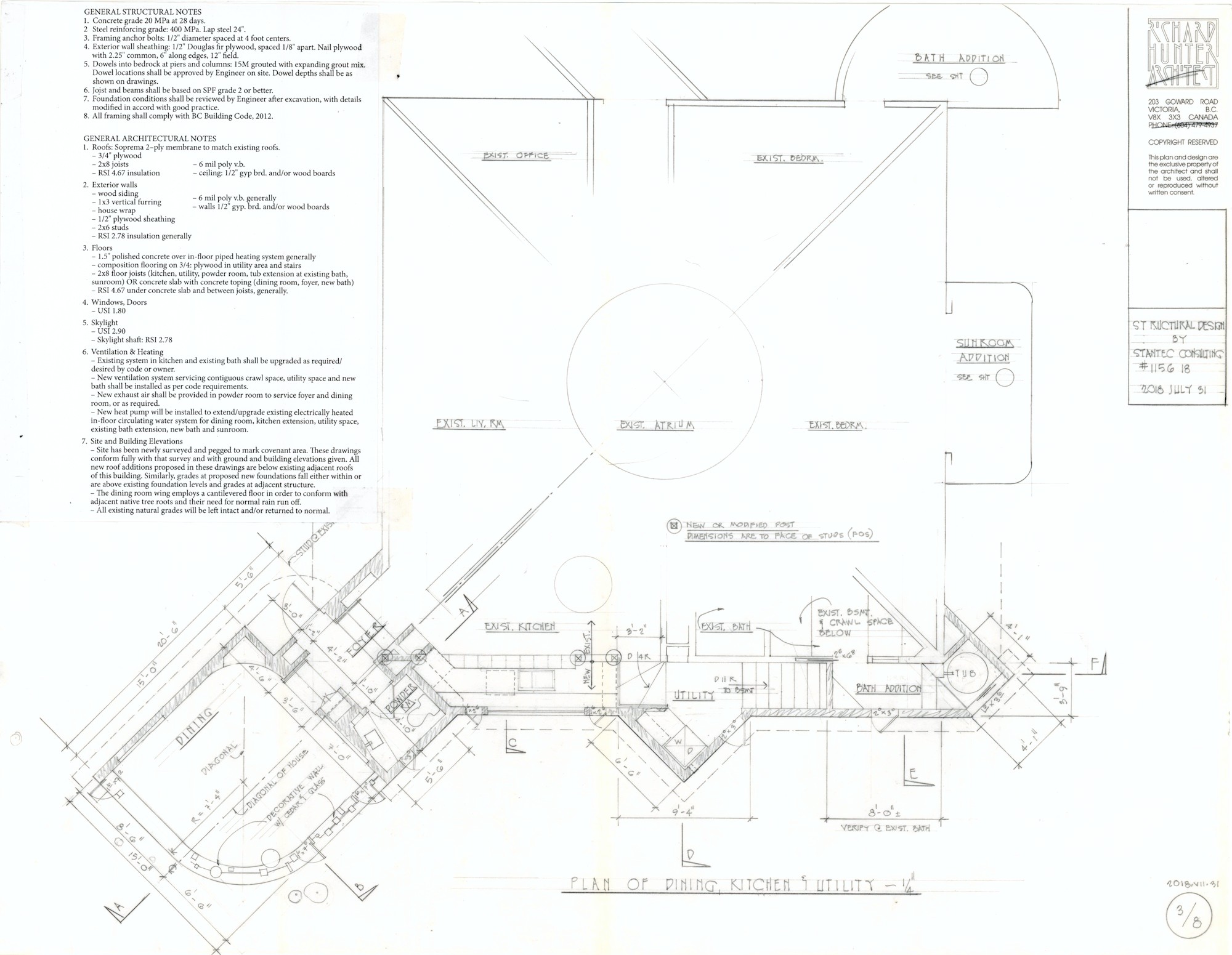 Plan of Dining, Kitchen, and Utility (HH-HHC-0086) — drawing, Hunter House Collection