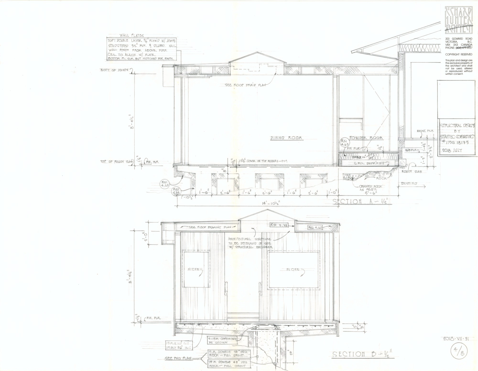 Sections (HH-HHC-0087) — drawing, Hunter House Collection