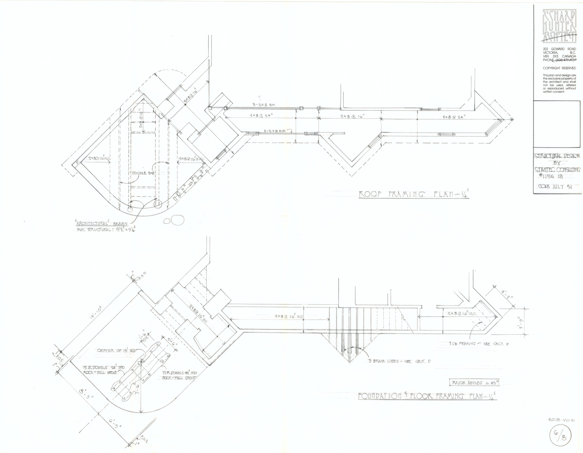 Roof and Foundation Plan (HH-HHC-0089) — drawing, Hunter House Collection