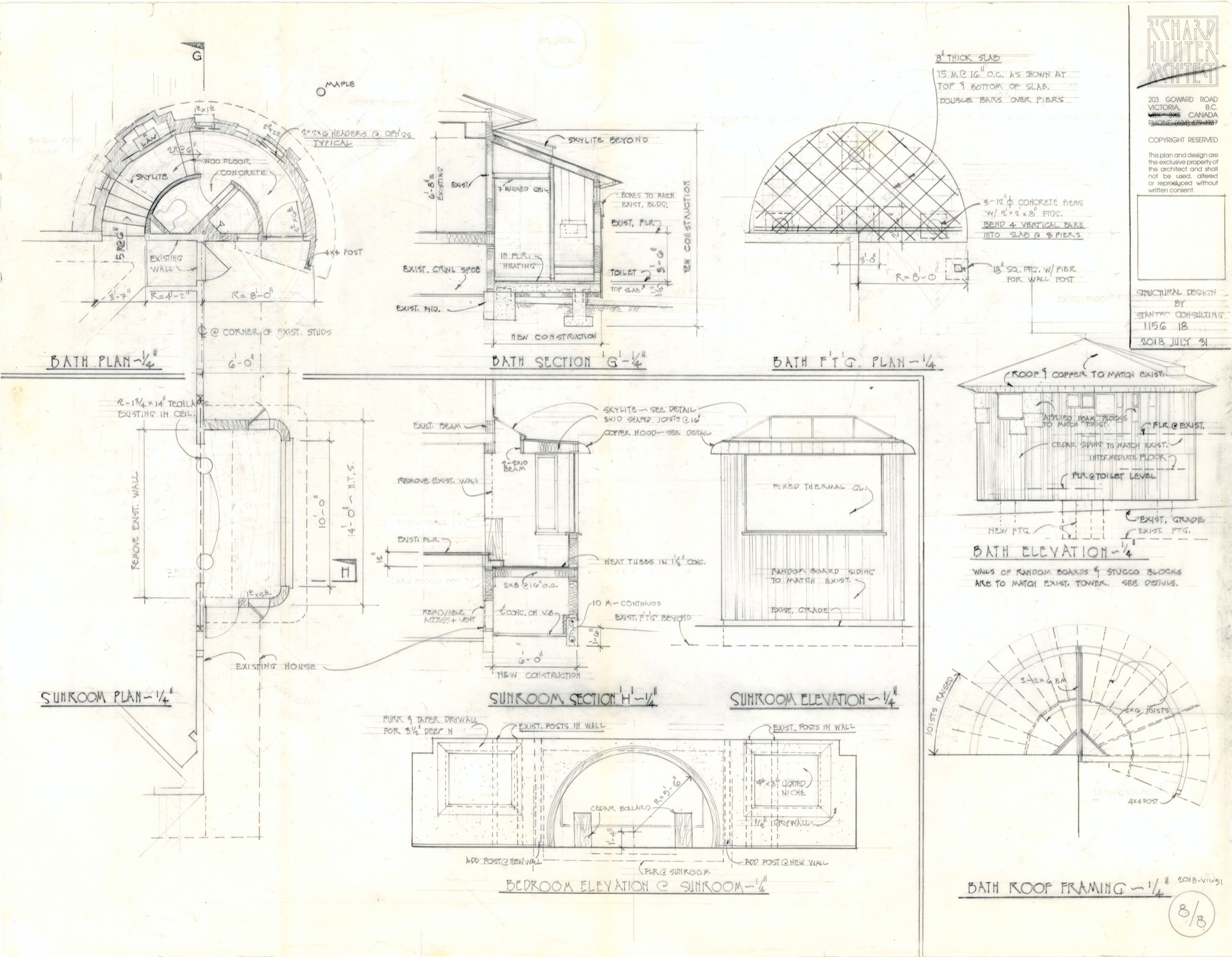 Bath & Sunroom Plans, Sections (HH-HHC-0091) — drawing, Hunter House Collection