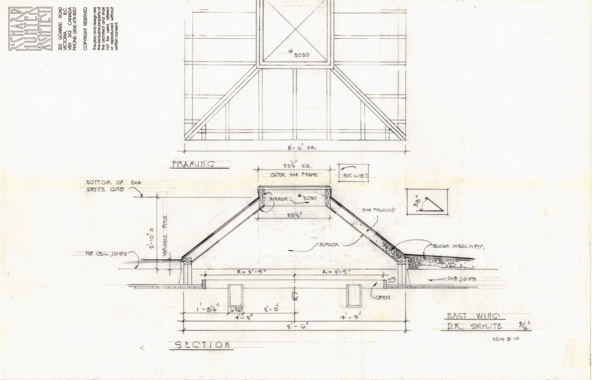 East Wing Dining Room SkyLite (HH-HHC-0092) — drawing, Hunter House Collection
