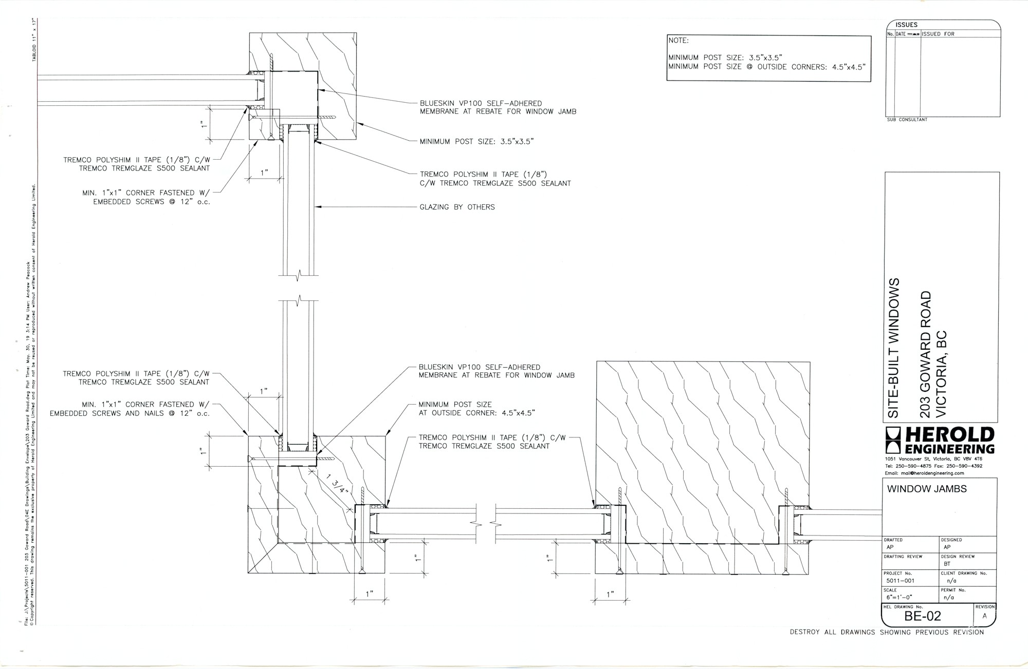 Engineering, Site-Built Windows, Window Jambs (HH-HHC-0095) — engineering document, Hunter House Collection