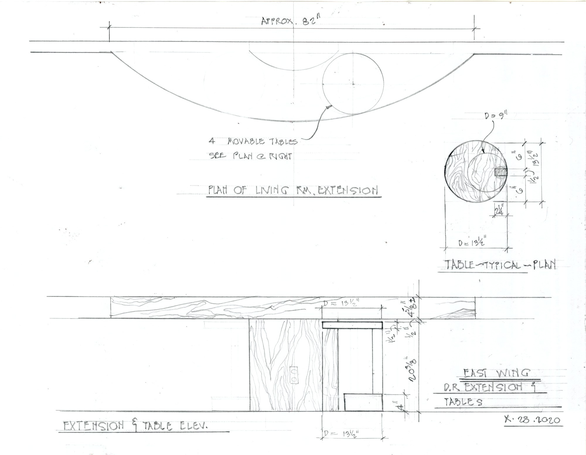 East Wing Living Room Extension (HH-HHC-0107) — drawing, Hunter House Collection